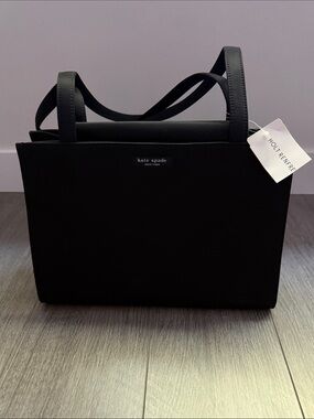 Vintage 90s Kate Spade Black Nylon Double Strap Shoulder Tote Bag NWT Mint
